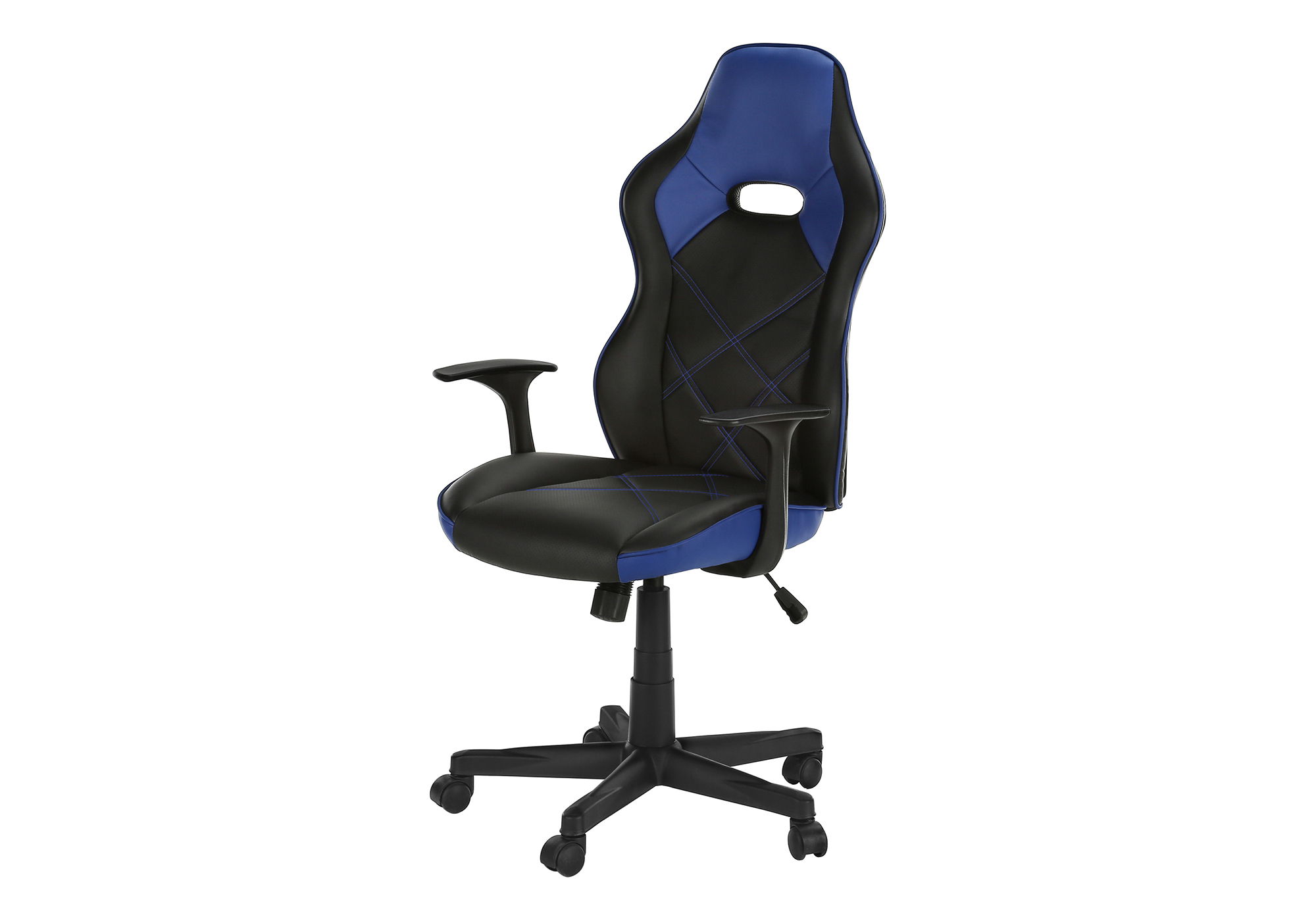 OFFICE CHAIR - GAMING / BLACK / BLUE LEATHER-LOOK